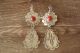 Navajo Indian Nickel Silver Coral Stamped Earrings Phoebe Tolta