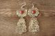 Navajo Indian Nickel Silver Coral Stamped Earrings Phoebe Tolta