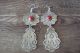 Navajo Indian Nickel Silver Coral Stamped Earrings Phoebe Tolta