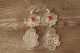 Navajo Indian Nickel Silver Coral Stamped Earrings Phoebe Tolta