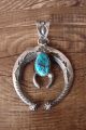 Navajo Indian Sterling Silver Turquoise Cast Naja Pendant -K. Billah