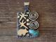 Navajo Sterling Silver Turquoise Petroglyph Pendant Signed Alex Sanchez