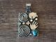 Navajo Sterling Silver Turquoise Petroglyph Pendant Signed Alex Sanchez