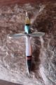 Zuni Indian Sterling Silver Inlay Cross Pendant by  Lynette Bowannie.