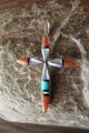 Zuni Indian Sterling Silver Inlay Cross Pendant by  Kristina Bowannie.