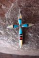 Zuni Indian Sterling Silver Inlay Cross Pendant by  Kristina Bowannie.