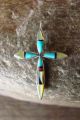 Zuni Indian Sterling Silver Inlay Cross Pendant by  Kristina Bowannie.