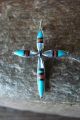 Zuni Indian Sterling Silver Inlay Cross Pendant by  Kristina Bowannie.