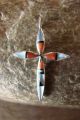 Zuni Indian Sterling Silver Inlay Cross Pendant by  Kristina Bowannie.