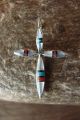 Zuni Indian Sterling Silver Inlay Cross Pendant by  Kristina Bowannie.