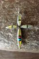 Zuni Indian Sterling Silver Inlay Cross Pendant by  Kristina Bowannie.