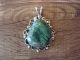 Navajo Indian Nickel Silver Turquoise Pendant by Jackie Cleveland