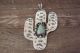 Navajo Nickel Silver and Turquoise Saguaro Cactus Pendant- Phoebe Tolta