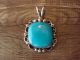 Navajo Indian Nickel Silver Turquoise Pendant by Jackie Cleveland