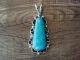 Navajo Indian Nickel Silver Turquoise Pendant by Jackie Cleveland