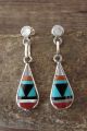 Zuni Indian Jewelry Sterling Silver Inlay Post Earrings - Boone