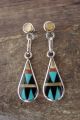 Zuni Indian Jewelry Sterling Silver Inlay Post Earrings - Boone