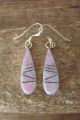 Navajo Indian Jewelry Sterling Silver Pink Opal Inlay Dangle Earrings - BJ