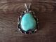 Navajo Indian Nickel Silver Turquoise Pendant by Jackie Cleveland