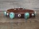 Navajo Sterling Silver & Turquoise Leather Dog Collar by CR