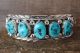 Navajo Indian Jewelry Sterling Silver Turquoise Row Bracelet - Davy Morgan