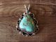 Navajo Indian Nickel Silver Turquoise Pendant by Jackie Cleveland