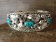 Navajo Sterling Silver Grape Vine Turquoise Bracelet Signed by Attakai
