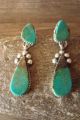 Navajo Hand Stamped Sterling Silver Turquoise Earrings! - Selena Warner