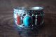 Native American Jewelry Sterling Silver Turquoise Coral Ring! Size 12 1/2 - Begaye