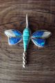 Zuni Indian Sterling Silver Turquoise Inlay Dragonfly Pendant! Shack