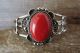 Native American Jewelry Nickel Silver Coral Bracelet by Bobby Cleveland