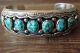 Navajo Indian Sterling Silver Turquoise Stone Row Bracelet - Wilbur Myers