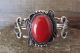 Native American Jewelry Nickel Silver Coral Bracelet by Bobby Cleveland