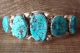Navajo Indian Sterling Silver Turquoise Stone Row Bracelet - Mike Thomas