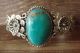 Navajo Indian Jewelry Sterling Silver Turquoise Cuff Bracelet - J. Mariano