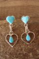 Zuni Indian Jewelry Sterling Silver Turquoise Heart Post Earrings - Jonathan Shack 