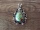 Navajo Indian Nickel Silver Turquoise Pendant by Jackie Cleveland