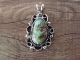 Navajo Indian Nickel Silver Turquoise Pendant by Jackie Cleveland