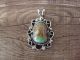 Navajo Indian Nickel Silver Turquoise Pendant by Jackie Cleveland