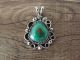 Navajo Indian Nickel Silver Turquoise Pendant by Jackie Cleveland