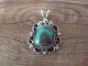 Navajo Indian Nickel Silver Turquoise Pendant by Jackie Cleveland