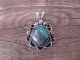 Navajo Indian Nickel Silver Turquoise Pendant by Jackie Cleveland