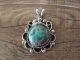 Navajo Indian Nickel Silver Turquoise Pendant by Jackie Cleveland