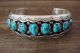 Navajo Indian Sterling Silver Turquoise Stone Row Bracelet - Wilbur Myers