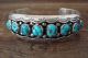Navajo Indian Sterling Silver Turquoise Stone Row Bracelet - Wilbur Myers