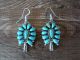 Navajo Sterling Silver Turquoise Squash Blossom Dangle Earrings - Williams