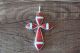 Zuni Sterling Silver Coral Opal Inlay Cross Pendant - Jonathan Shack 