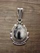 Navajo Sterling Silver White Buffalo Turquoise Pendant by Yellowhair