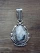 Navajo Sterling Silver White Buffalo Turquoise Pendant by Yellowhair