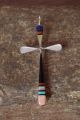 Zuni Indian Sterling Silver Inlay Cross Pendant by  Lynette Bowannie